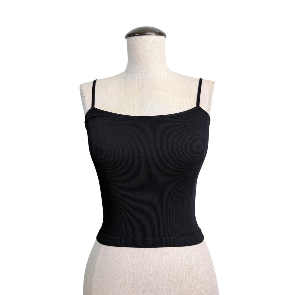 Free People Movement Black Ribbed Seamless Crop‎ Cami Top XS/S Fitted Fitness